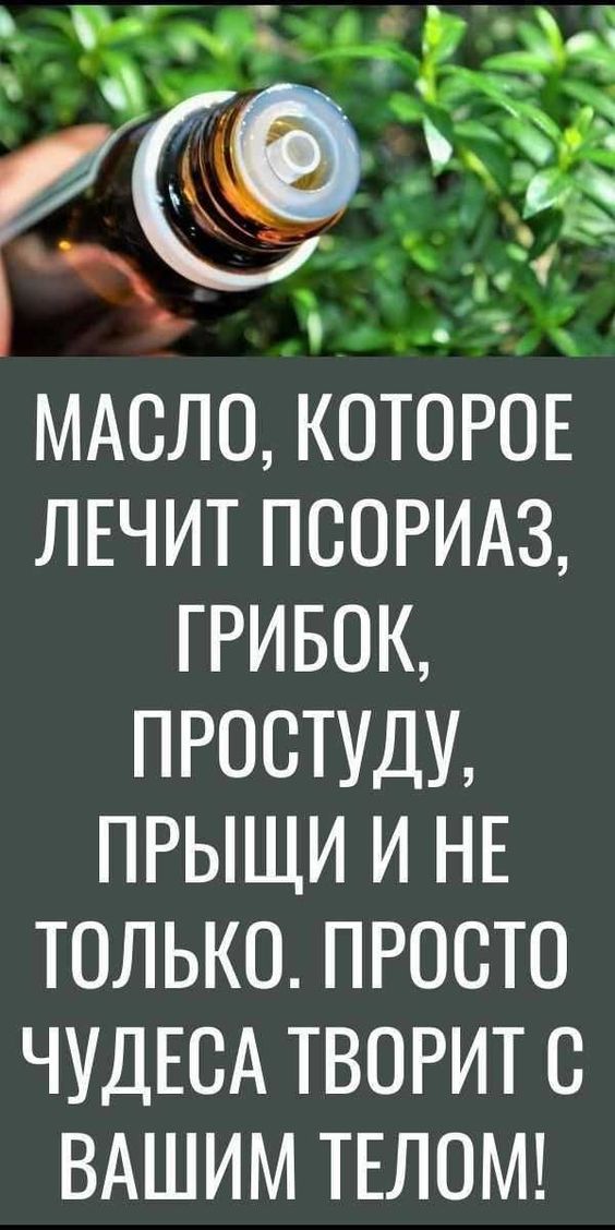 МАСЛО, КОТОРОЕ ЛЕЧИТ ПСОРИАЗ, ГРИБОК, ПРОСТУДУ, ПРЫЩИ И НЕ ТОЛЬКО. ПРОСТО ЧУДЕСА ТВОРИТ С ВАШИМ ТЕЛОМ!