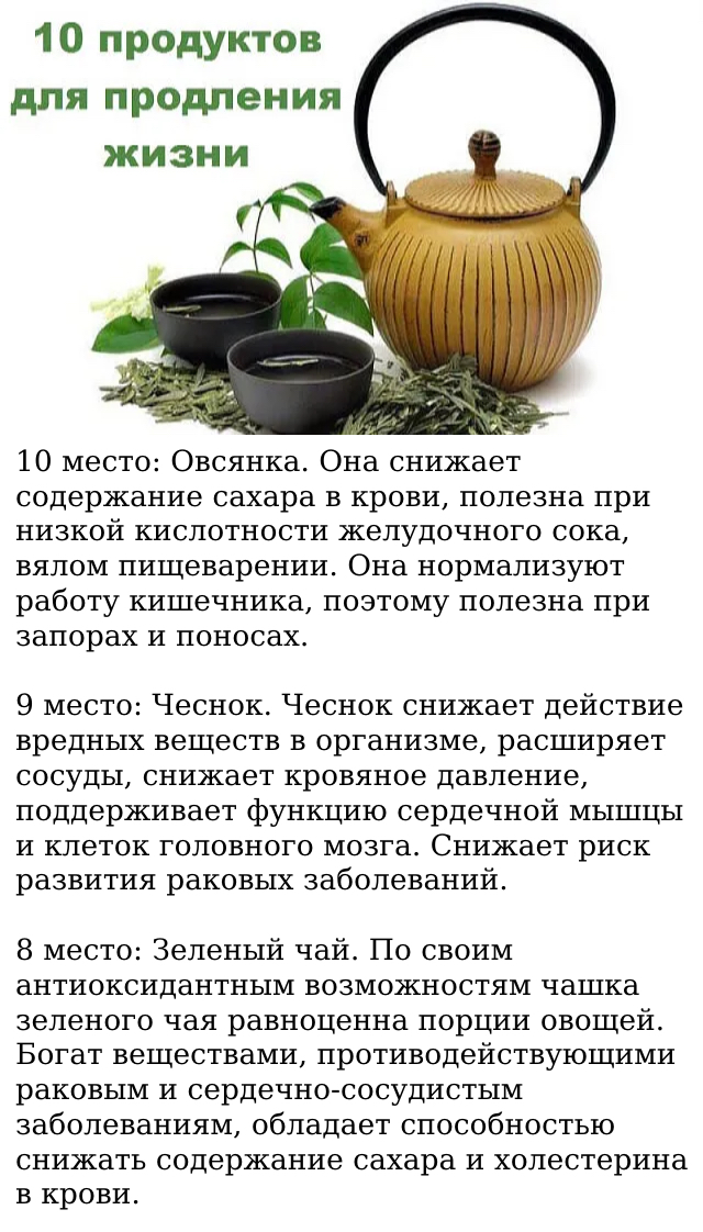 10 продуктов для продления жизни.